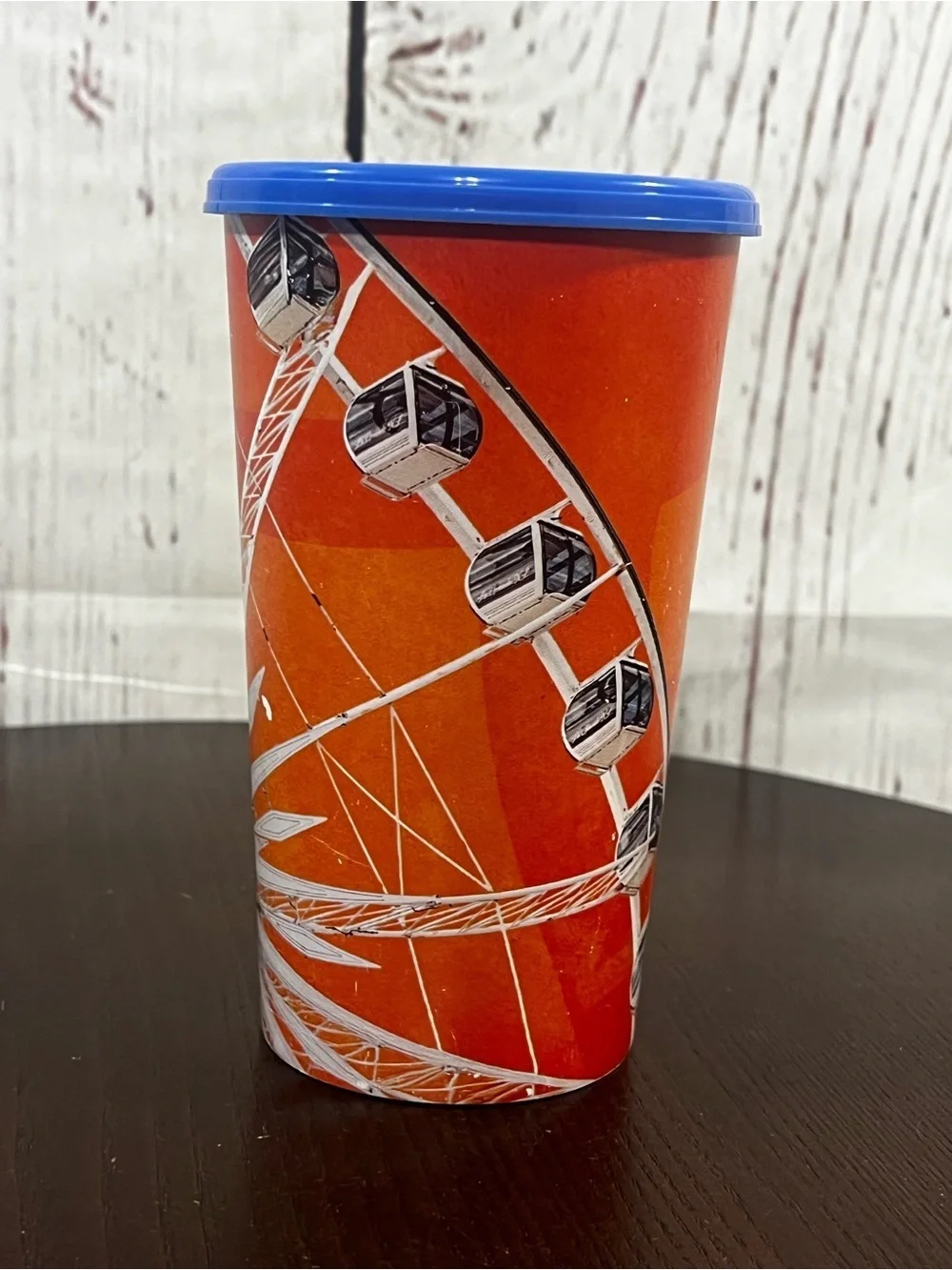 Houston Livestock Show & Rodeo 2026 Souvenir Container in Orange with Blue Lid